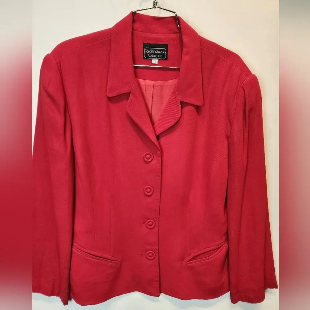 Carol‎ Anderson Red Blazer Jacket Vintage 90's Suit Jacket Women's Size 12